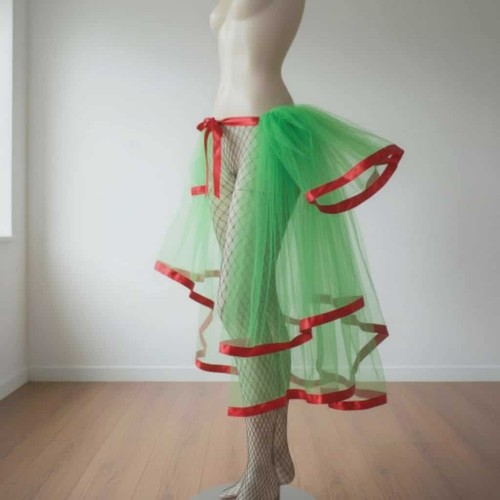 Green tulle bustle skirt - tulle, –