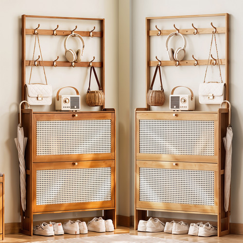 Shoe rack bamboo - wood, cabinet