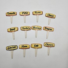 Set Of 12 Vintage Toni Raymond UK Ceramic Pottery Sandwich Food Markers