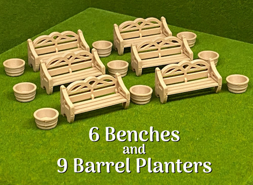 Scale park benches barrel - benches, &