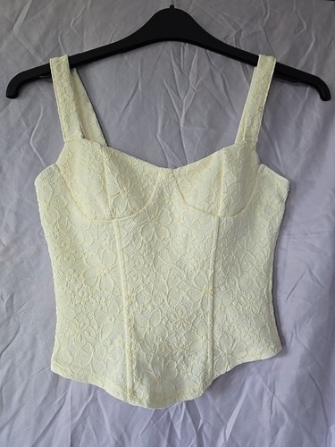 Cream bodice lace type top - cream,