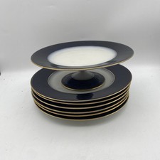 6 vintage limoges france Blue porcelain Plates 10 Inch With Cake Stand