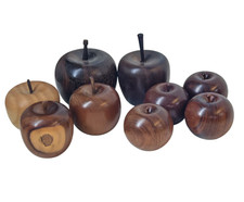 Wooden Decorative Apples Fruit Ornaments Bundle x9 Polished Various Sizes