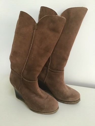Ladies tan wedge ugg - tan, boots