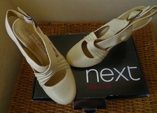 WORN ONCE  Next Sole Reviver Light Beige Cross Over Heeled Shoes Size 5 RRP£42