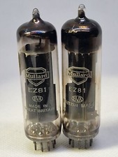 MULLARD EZ81 2 x 'Matched   valve Tubes Square Getters  Made in UK Test over Nos
