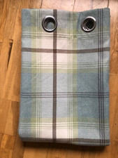 LUXURY DUNELM CREAM DUCK EGG BLUE CHECK WOOL STYLE SINGLE/DOOR CURTAIN 168x229CM