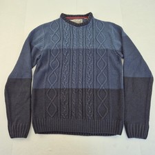 SOULSTAR Jumper Large Blue Men's Acrylic Cable Knit Sweater Casual Winter