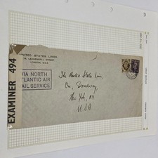 1941 Censored  Great Britain Airmail Cover London England to New York USA