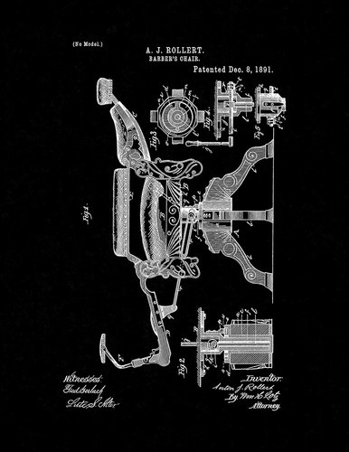 Barber chair patent - chair, print