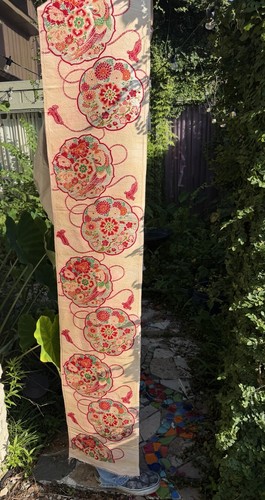 Vtg japanese silk brocade obi - japanese,