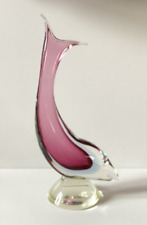 Murano Pink & Blue Sommerso Glass Vintage Fish Sculpture.