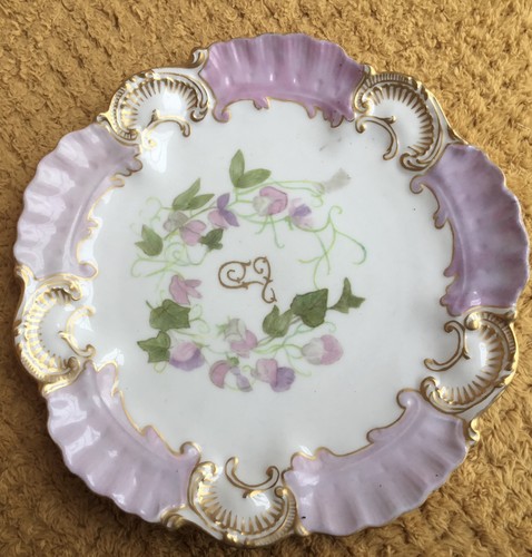 Pink flower limoge plate - pink,