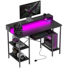 HOMCOM Gaming Desk with Monitor Stand and Sliding Keyboard Tray Black