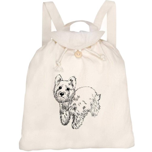 Westie dog canvas rucksack - dog',