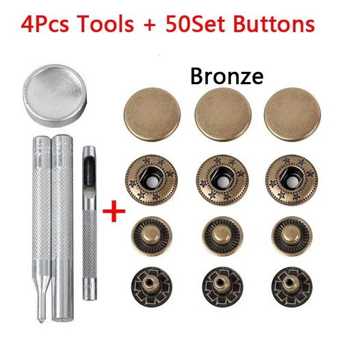 50sets leather snap fasteners - leather,