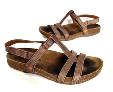 Ladies the ART Company Brown Leather Sandals Size UK 4 eur37 Good Cond