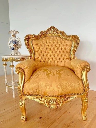 Gold armchair french louis - gold,