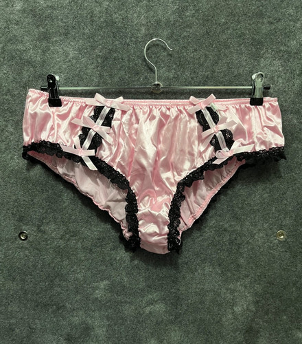 Pink satin knickers with bows - knickers,