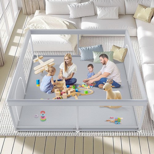 Grey baby playpen - grey, large