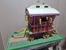 STUNNING HAND BUILT AND PAINTED VINTAGE GYPSY CARAVAN TRAVELER CART MODEL WAGON 