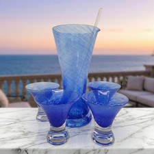 Art Glass Martini Pitcher Set