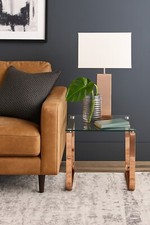 Sloane Rectangular Glass Side/End Table , Clear Glass/Copper Frame-ST26CPR