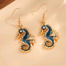 Gold Tone Sea Horse Dangle