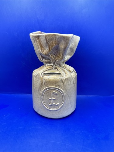 Antique pottery money bag bank - money,
