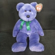 Ty The Beanie Buddies Employee Bear 2000 Purple Tag 35cm -CP