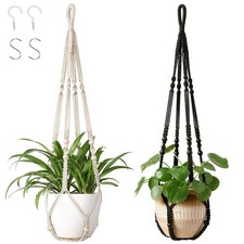 2Pcs Garden Rope Macrame Plant Hanger Indoor Hanging Planter Basket Pot Holder