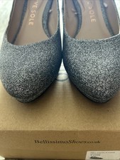 beautiful silver glitter court shoes,size 6.5,3 1/2 inch heels F & F