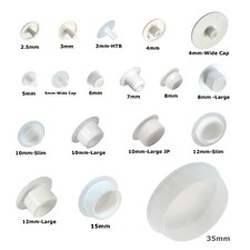 WHITE Hole Cover Caps for Covering Unused Bookcase & Cabinet Holes 2.5mm-35mm +