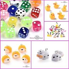 Resin Charms Pendants Cow Sheep Duck Hedgehog Dice Drink Jewellery Making 