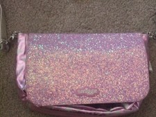 Girls Smiggle reversible shoulder bag Pink Glitter/ Stars And Unicorns