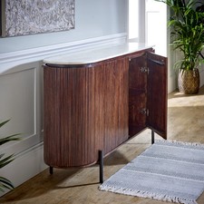 Opal Mango Wood Sideboard With Marble Top Metal Legs