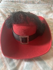 Adult Musketeer Hat with Black Band and Feather Fancy Dress