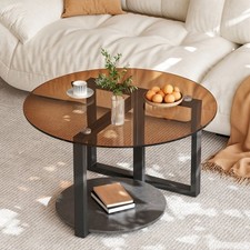 Round Glass Coffee Table Mid