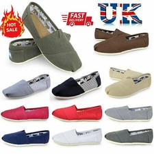 NEW TOM Unisex Shoes Slip-on Casual Flats Solid Canvas Leisure Loafer Shoes UK