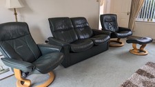 EKORNES Stressless Recliner Swivel Armchairs x2 & Double Seater Sofa Recliner