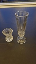 One Crystal Toothpick Holder and one  Small Crystal Vase