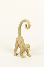 DECORATIVE Long Tail MACAQUE Monkey 27cm High Gold Painted Resin