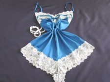 Teal Satin Cami-Knickers Teddy