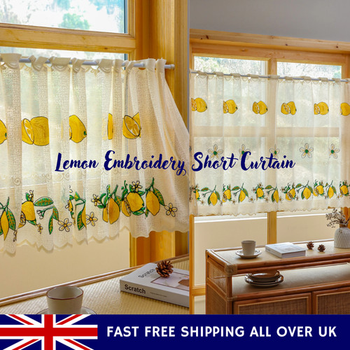 Lemon embroidery short - short, curtain