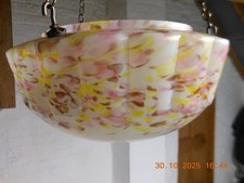 GORGEOUS 1930'S ART DECO CEILING FLY CATCHER MARBLED GLASS LIGHT SHADE