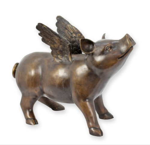Bronze pig statue sculpture - bronze,