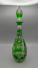A Green Cut To Clear Crystal Decanter Nachtmann Traube Germany 15" ( 38cm) High
