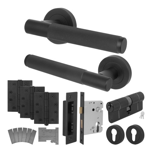Black internal door handle - black,