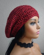CROCHET ADJUSTABLE Slouchy Dreadlock Tam HAT, Beret, Red/Maroon,men,women, Rasta