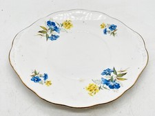 VINTAGE BONE CHINA CAKE PLATE GAINSBOROUGH BLUE & YELLOW FLOWERS